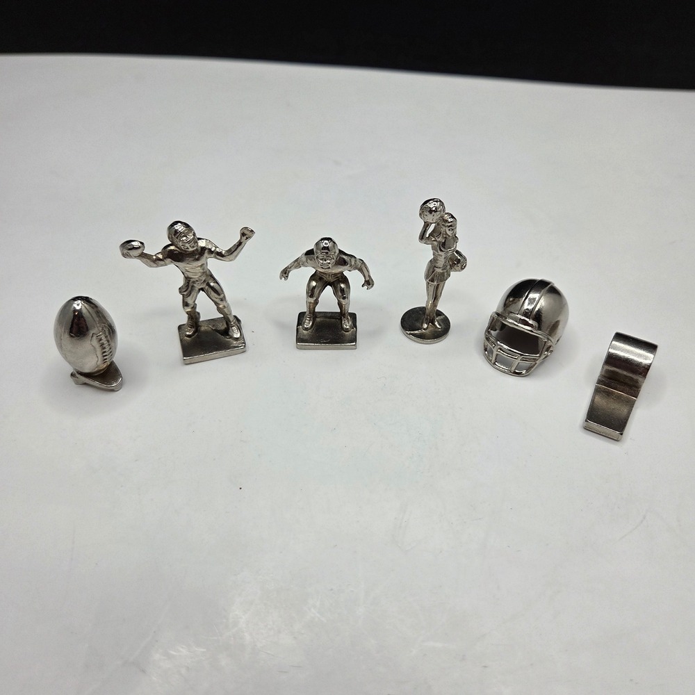 Vintage Football Monopoly Figurine Set 6pc Silver
